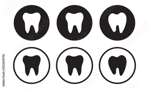 clean tooth icon Thin line vector illustration set