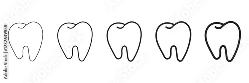 clean tooth icon Thin line vector illustration set