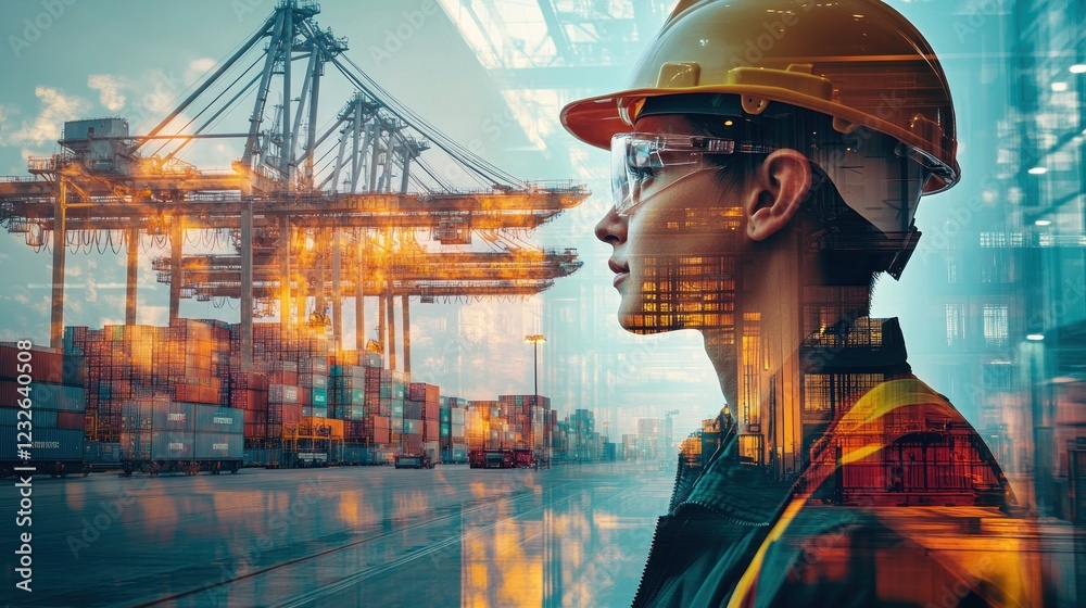 custom made wallpaper toronto digitalFemale engineer, port, cargo, global trade, industry