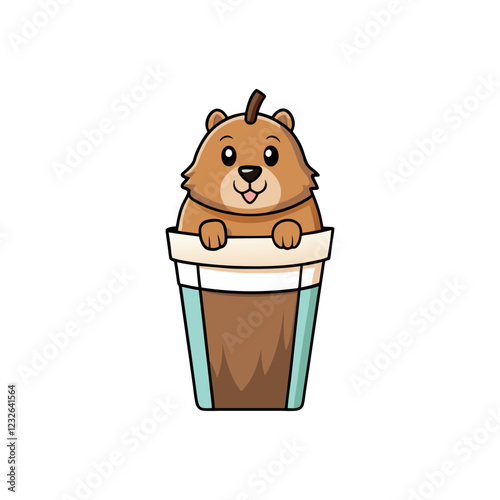 Groundhog in a Cup Vector Design Illustration