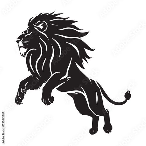 Lion jumping vector silhouette design isolated on white background