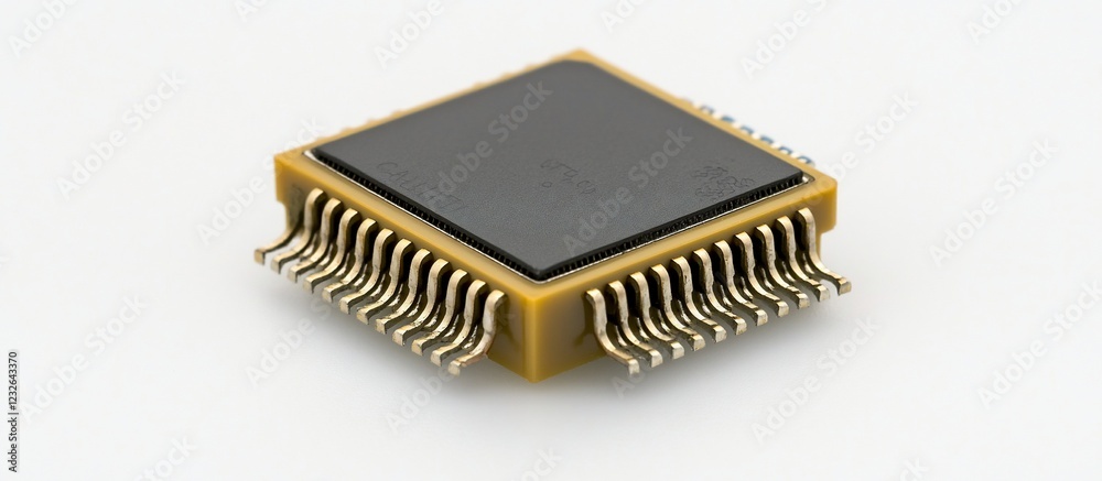 Gold microchip on white background; isolated; technology Gold microchip on white background; isolated; technology