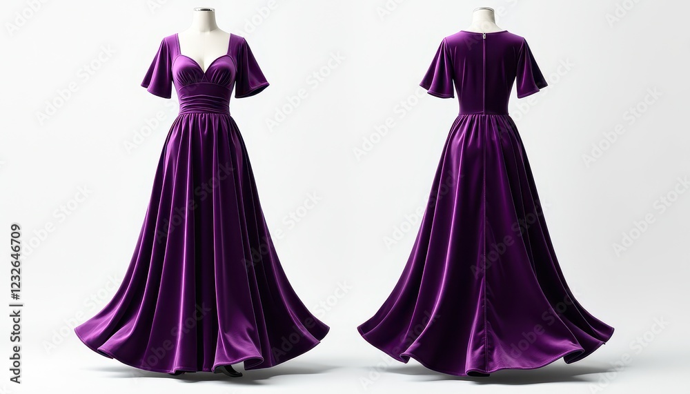 Obraz premium Elegant Purple Dresses Mannequin Mockup with Smooth Texture and Rich Color