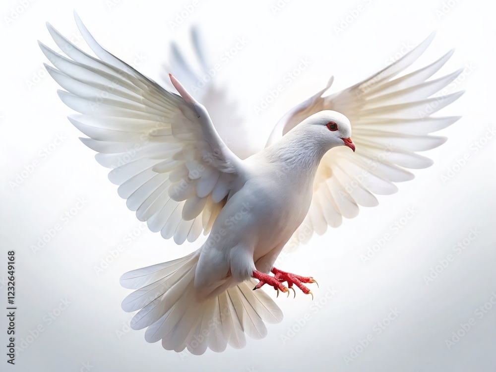 Pure White Dove Isolated on White Background: High-Resolution Stock Photo Pure White Dove Isolated on White Background: High-Resolution Stock Photo