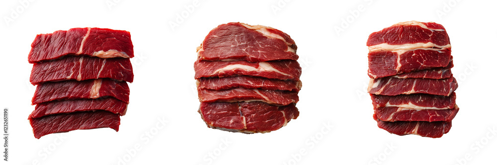Sliced raw beef cuts on transparent background Sliced raw beef cuts on transparent background