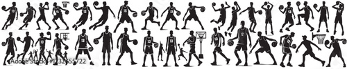 vector set of people playing basketball silhouettes