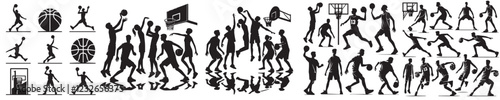 vector set of people playing basketball silhouettes