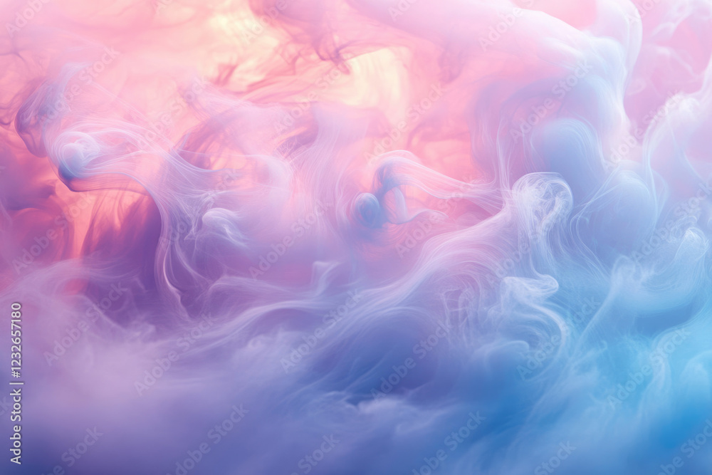 Obraz premium Abstract pastel colored swirls of smoke or ink in water, creating a dreamy ethereal effect.