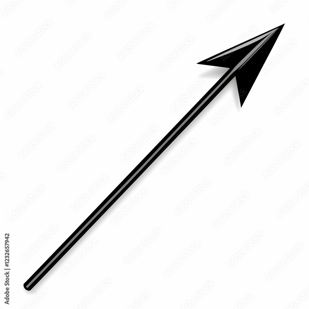 Arrow pointer concept. Black arrow graphic pointing upwards on a white background. Arrow pointer concept. Black arrow graphic pointing upwards on a white background.