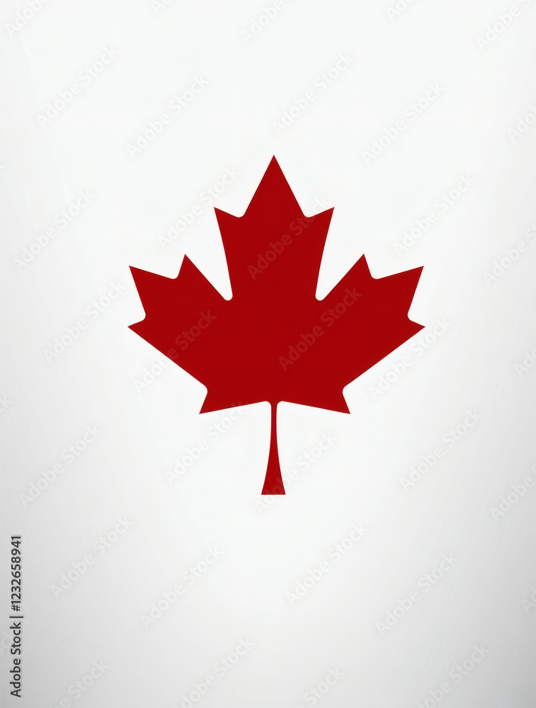 Symbol of pride and unity represented by a bold red maple leaf against a clean white background, embodying the essence of Canada’s identity Symbol of pride and unity represented by a bold red maple leaf against a clean white background, embodying the essence of Canada’s identity
