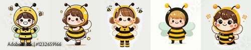 Vector of a cute little boy wearing a bee costume