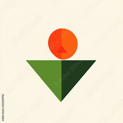 Free Download Abstract geometric design, orange circle, upward arrow, green and dark-green triangles.  Visual art - GFXLoad