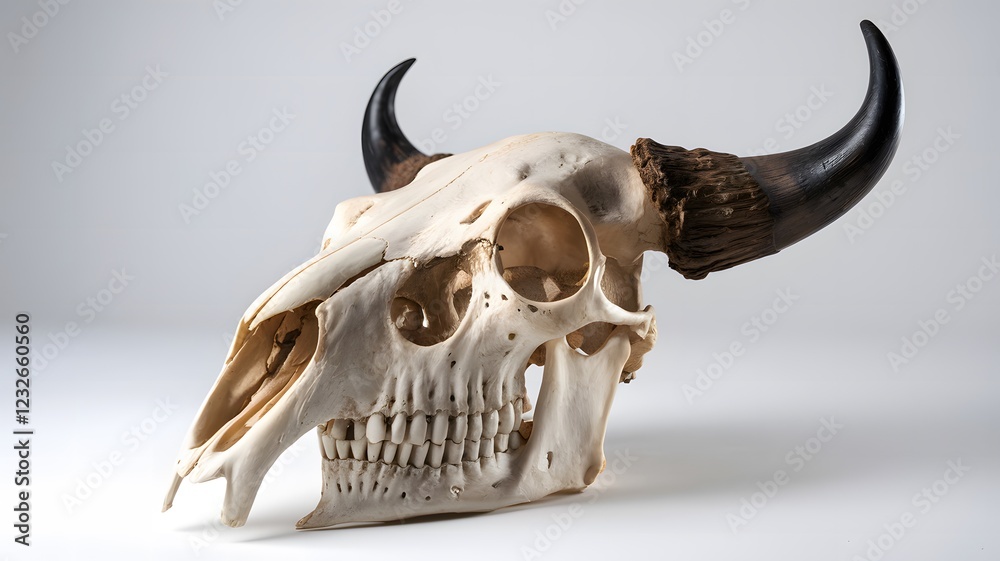 Fototapeta premium Bone Structure of a Bison Skull Captured in an Incredibly Sharp and Detailed Close-Up 