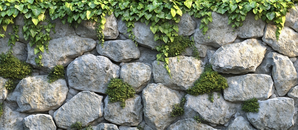 Ivy-covered stone wall texture; outdoor background; design element Ivy-covered stone wall texture; outdoor background; design element