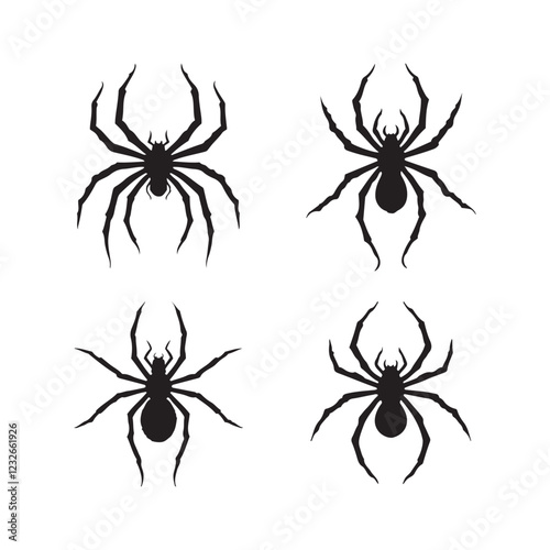 Black spider silhouettes, minimalist design, graphic illustration photo