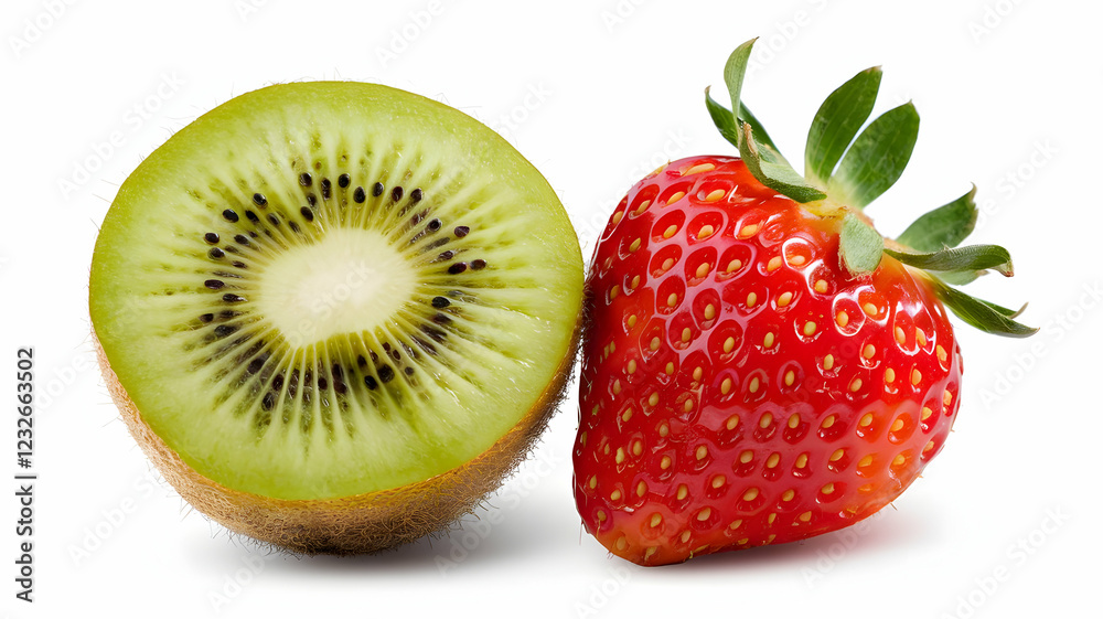 Fresh kiwi and strawberry slices with a vibrant tropical touch Fresh kiwi and strawberry slices with a vibrant tropical touch