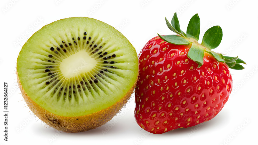 Fresh kiwi and strawberry slices with a vibrant tropical touch Fresh kiwi and strawberry slices with a vibrant tropical touch