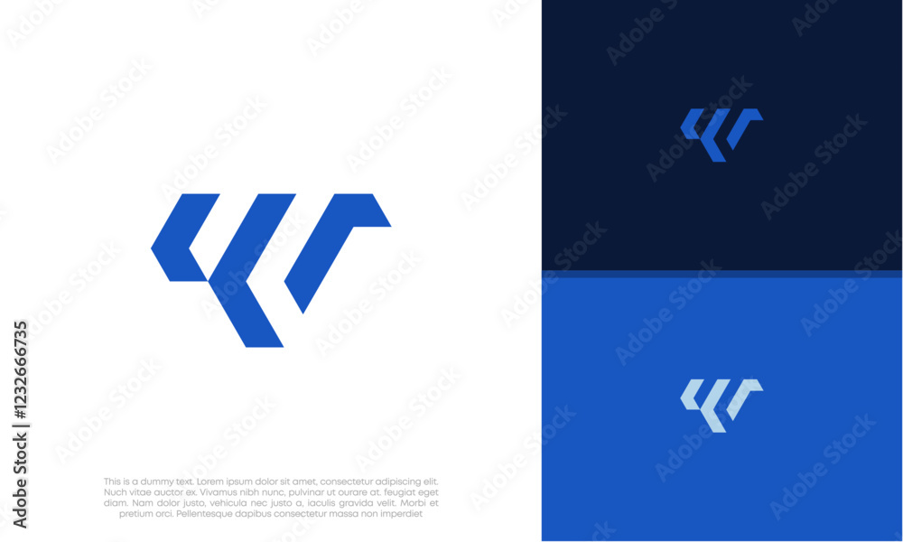 Fototapeta premium Initials W logo design. Initial Letter Logo. Innovative high tech logo template. 