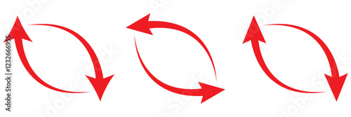 Two arrow spin icon, recycle round, circle refresh or restart. Dual Arrow. Double side arrow icon set.  Circle arrow icon set. Symbol of reload, refresh, loading, recycle and repeat. Interconnecting 