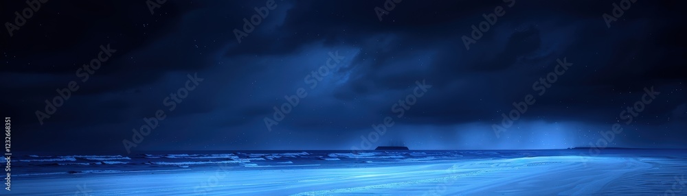 Fototapeta premium A dark, moody seascape featuring turbulent waves under a stormy sky, capturing the essence of nature's power and beauty.