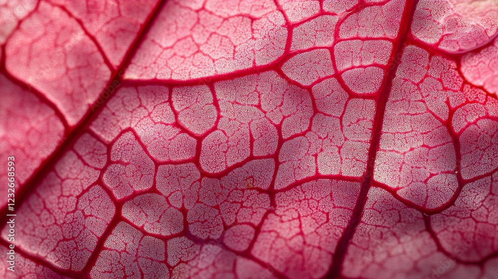 Fototapeta premium Pink leaf vein macro close-up, textured background, botanical design