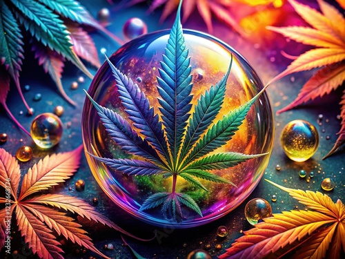 High-end AI art.  Cannabis extracts, double exposure, resinous effects.