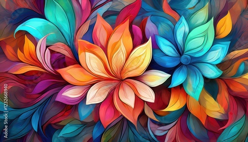 Vibrant, Colorful Floral Abstraction A Stunning Generative AICreated Illustration of a Floral Wallpaper Background photo