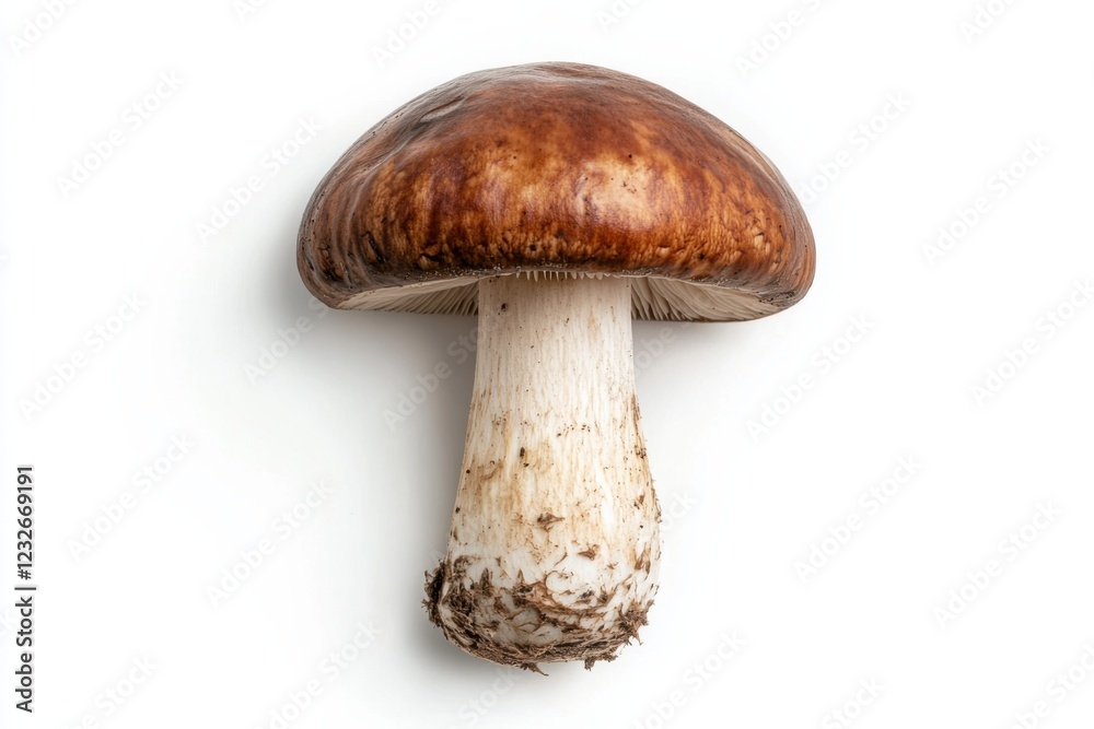 Fresh Deadly Webcap mushroom with rust-brown cap on white background, isolated, poisonous fungi concept Fresh Deadly Webcap mushroom with rust-brown cap on white background, isolated, poisonous fungi concept