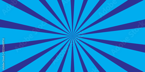 Sun ray light. Sun rays background. Radial burst. Blue banner with Sun rays, lines background. Blue comic sunburst background. abstract sunburst brochure design template. sun rays cartoon 