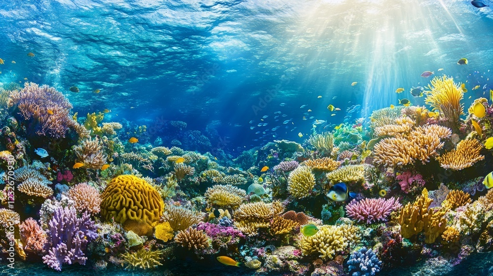 Fototapeta premium coral reef and diver
