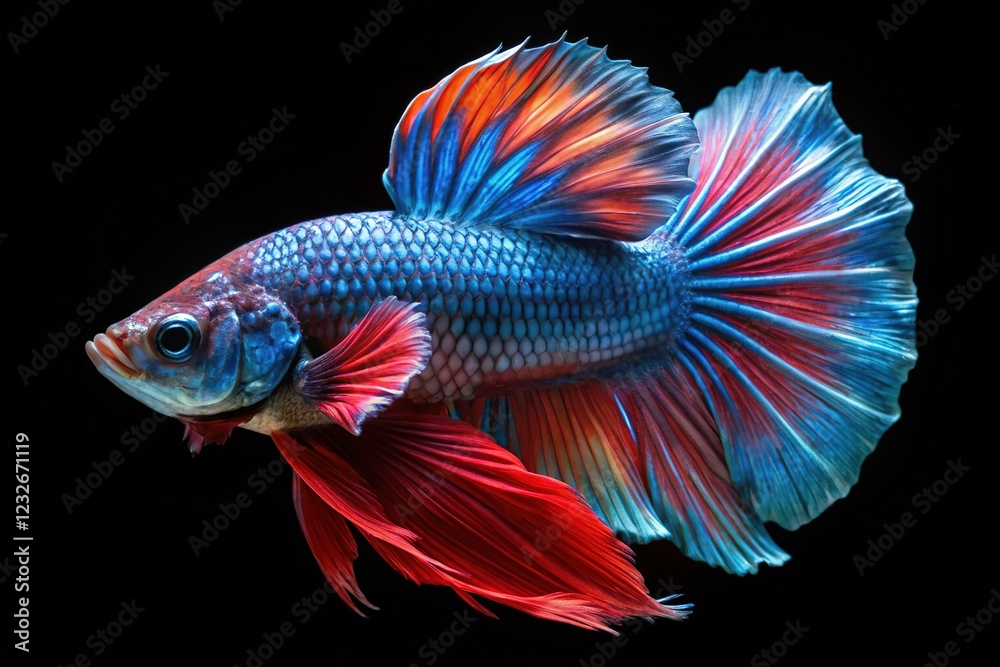Fototapeta premium Elegant betta fish cutout, ideal for a left-side layout.