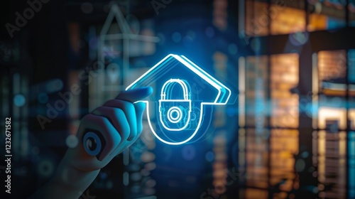 Modern, high-tech surveillance camera with neon lights