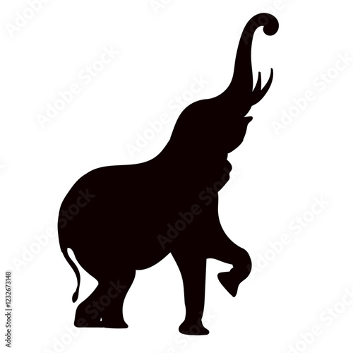 elephant rejoices silhouette on white background vector