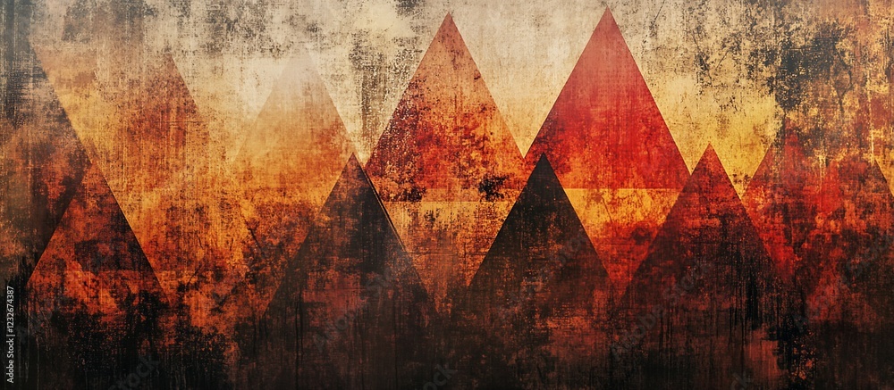 Fototapeta premium Abstract fiery triangles textured background