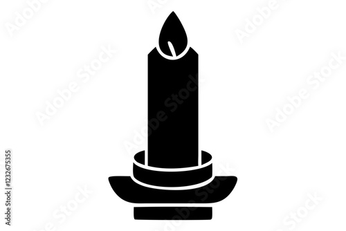 candle black icon vector isolated on a white background. Candle pictogram
 photo