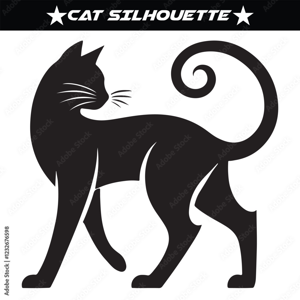 Fototapeta premium Cat silhouette isolated on a white background, eps 10