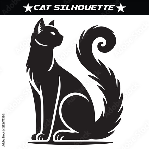 Cat silhouette isolated on a white background, eps 10