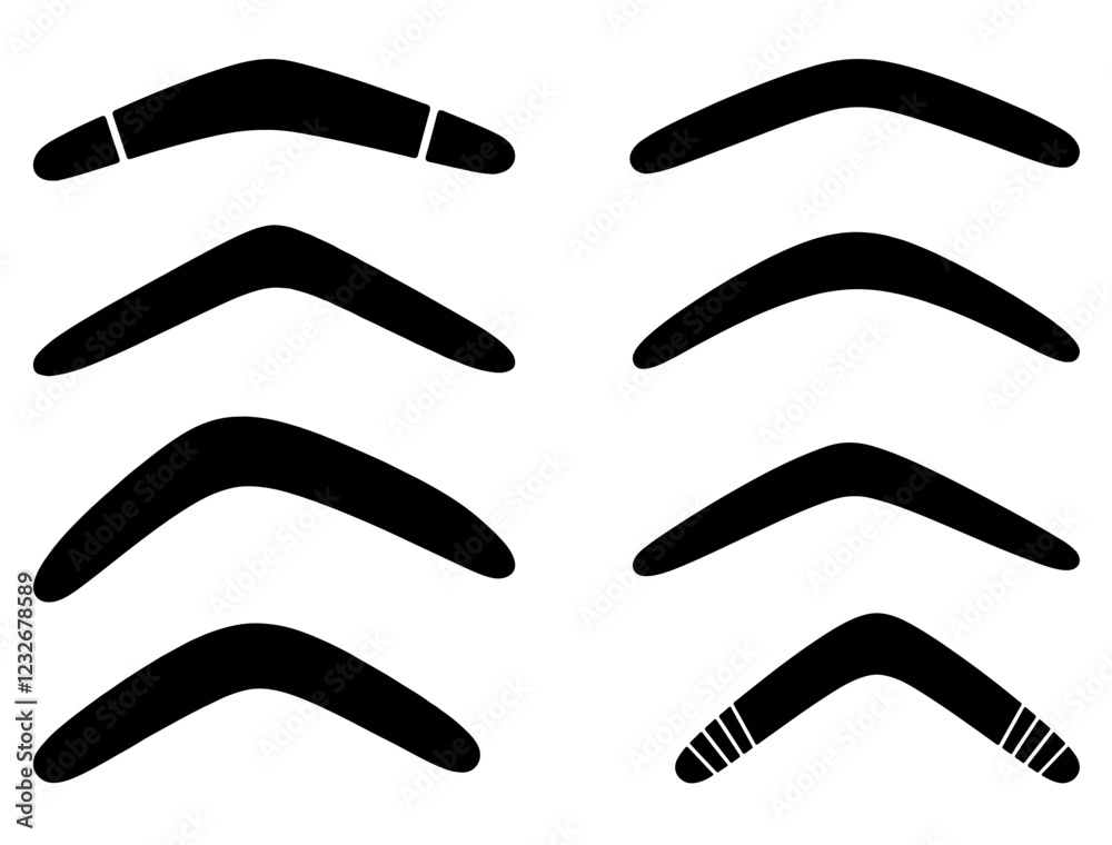 BOOMERANG SILHOUETTE ON WHITE BACKGROUND BOOMERANG SILHOUETTE ON WHITE BACKGROUND