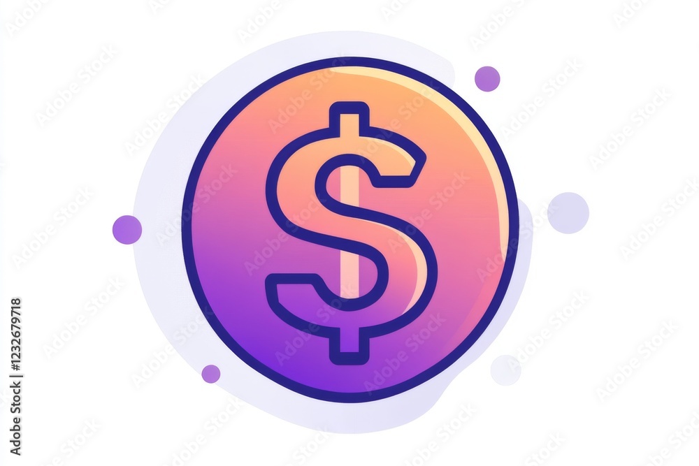 Fototapeta premium Gradient coin with shiny orange dollar sign