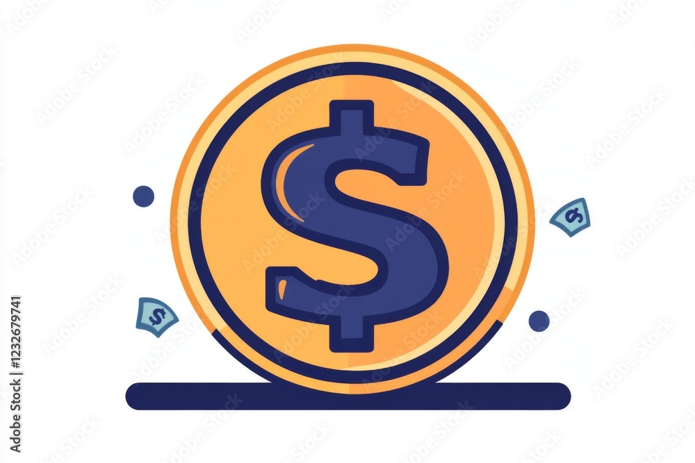 Stylized purple and gold dollar sign icon Stylized purple and gold dollar sign icon
