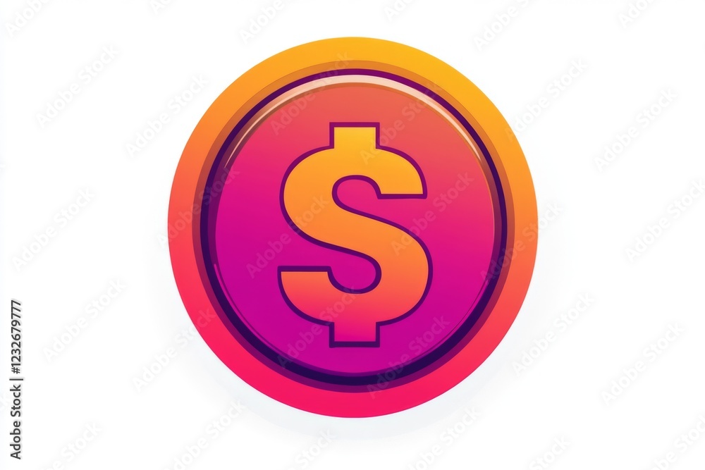 Glossy pink dollar symbol on a vibrant background Glossy pink dollar symbol on a vibrant background
