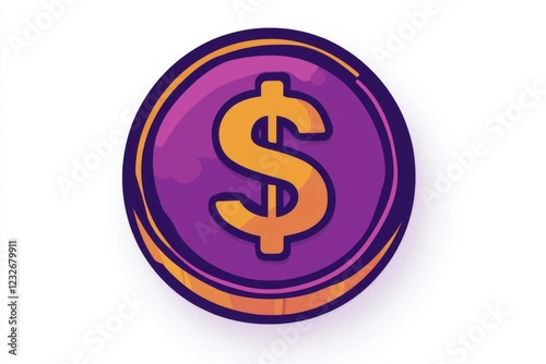 Dark purple dollar coin with glowing orange accents
