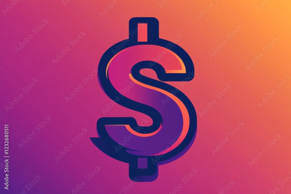 Purple dollar sign on gradient orange background Purple dollar sign on gradient orange background