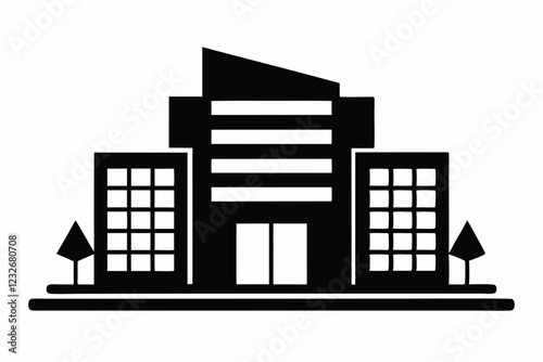 Hospital building icon. Office building pictogram. Hospital building icon. Hospital building silhouette vecror illustration
