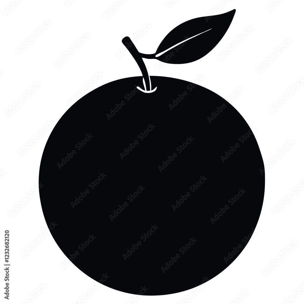 Orange Silhouette Vector Art Illustration - Creative Orange Fruit Black Color Artwork Design Orange Silhouette Vector Art Illustration - Creative Orange Fruit Black Color Artwork Design
