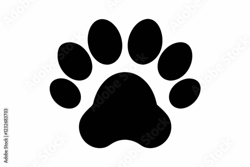 dog paw print black icon vector isolated on a white background. Stamp Texture Paw Prints
