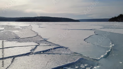 Frozen Lake Landscape: A Winter Wonderland in the Canadian North