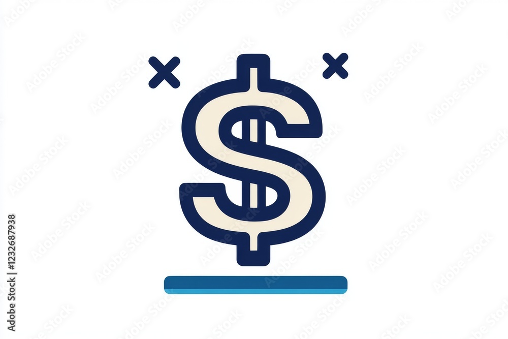 Obraz premium Simple dollar sign icon with decorative lines