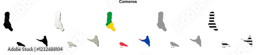 Comoros outline map set