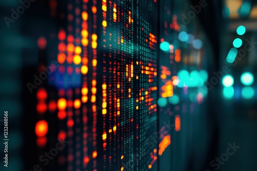 Wallpaper Mural Colorful data visualization on a digital screen in a modern office setting during evening hours Torontodigital.ca